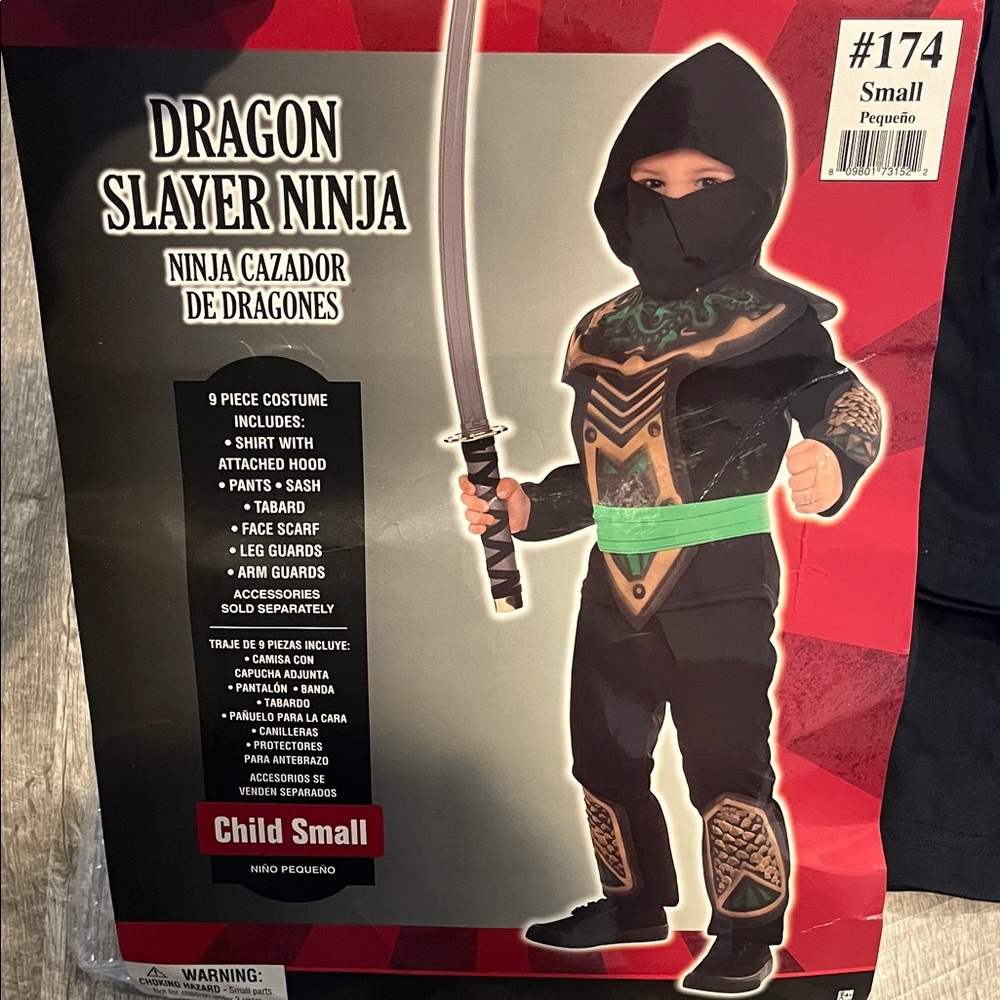 Dragon slayer ninja Halloween costume Small 4-6yo boy